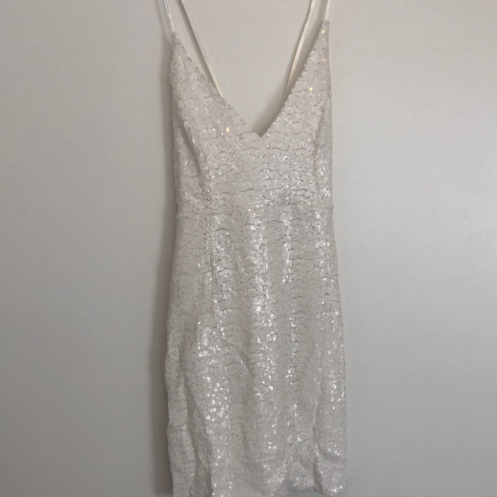White sequin mini dress